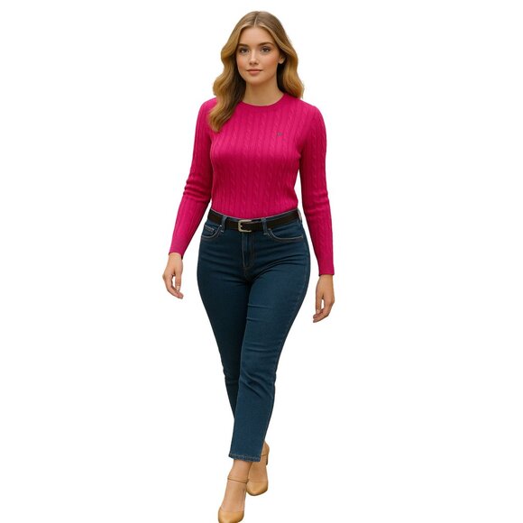 💕 Tommy Hilfiger Pink Cable Knit Sweater – Size L – EUC - Picture 1 of 4